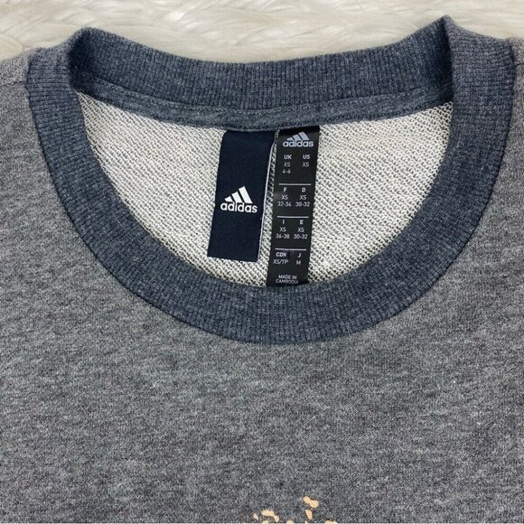 Adidas Women’s Gray Athletic Crew Neck Casual Long Sleeve Crop Sweatshirt XS/C42 - Picture 6 of 11